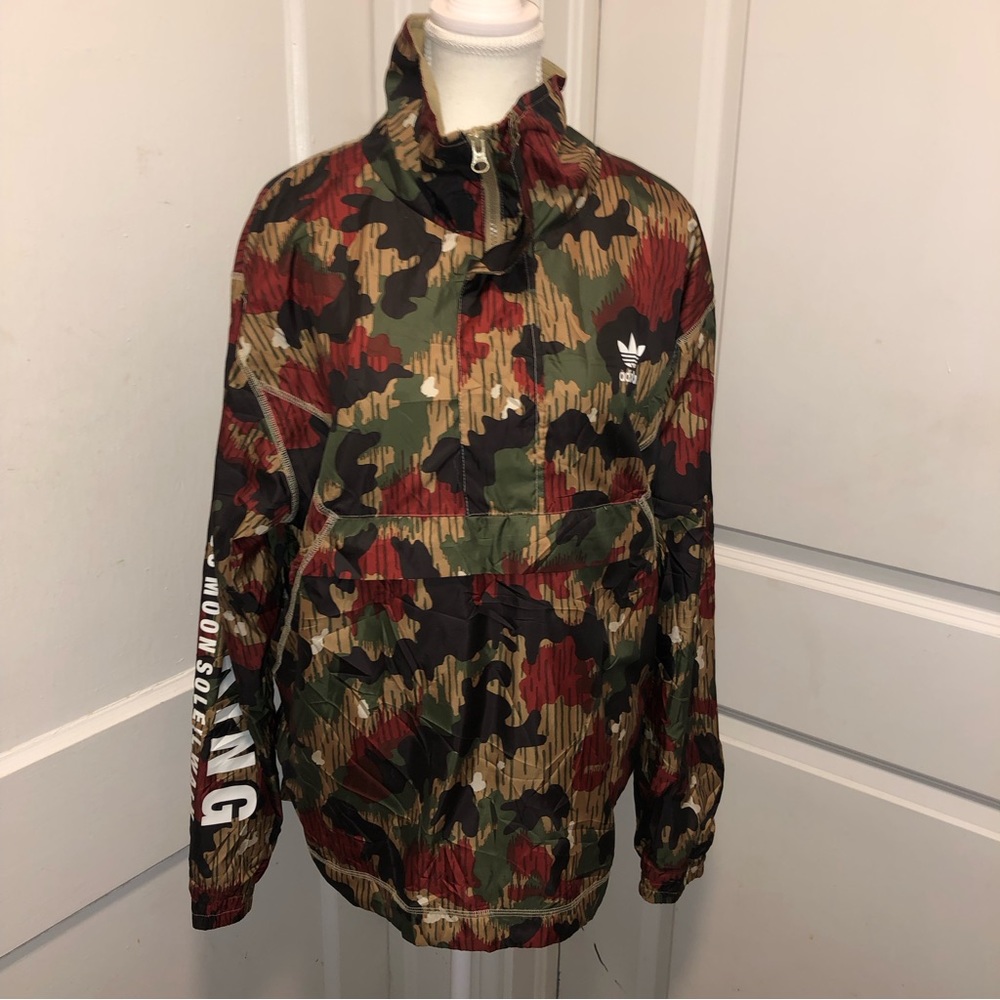 Addidas mens soft fleece lined half zip windbreaker size medium